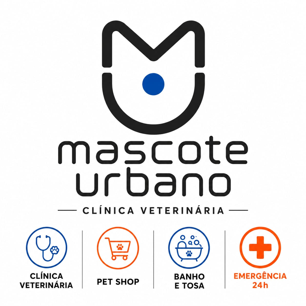Logo Mascote Urbano — Clínica Veterinária, Pet Shop e Banho e Tosa